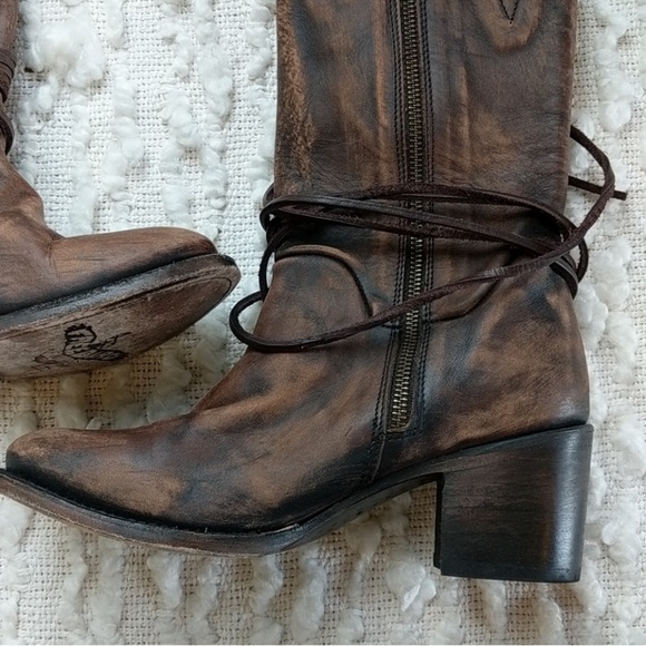 Freebird Distressed Brown Lace-Up Boots - Picture 5 of 16